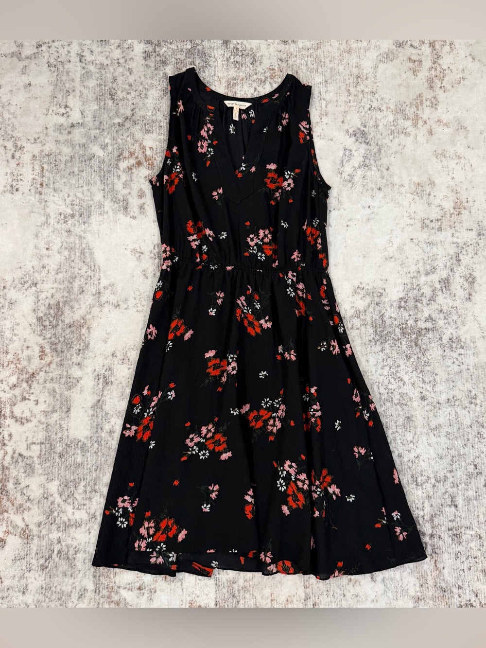 Rebecca Taylor, 100% Silk Floral Split V-Neck Sleeveless Dress | Womens 2